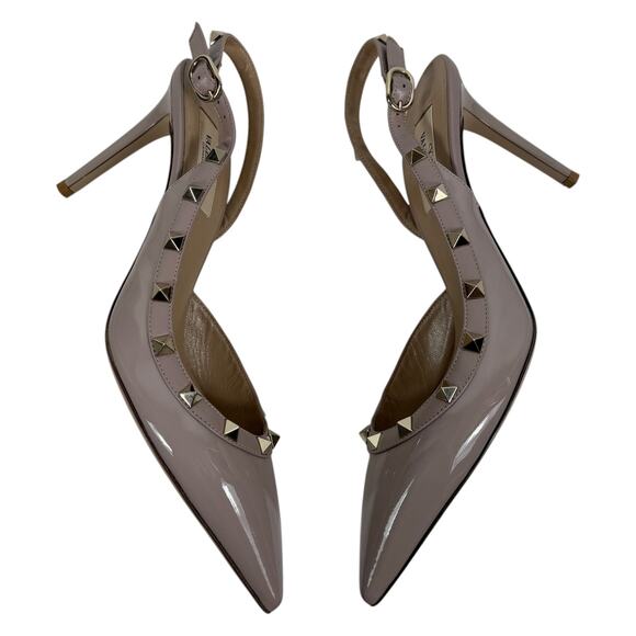 Valentino Garavani Rockstud 100 Patent Leather Slingback Pump Pink Size 40 - Picture 7 of 13